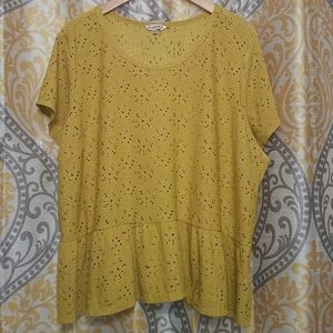 Nanette Lepore Mustard Yellow Peplum Blouse